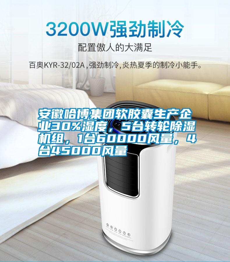 安徽哈博集團(tuán)軟膠囊生產(chǎn)企業(yè)30%濕度,5臺(tái)轉(zhuǎn)輪除濕機(jī)組,1臺(tái)60000風(fēng)量,4臺(tái)45000風(fēng)量